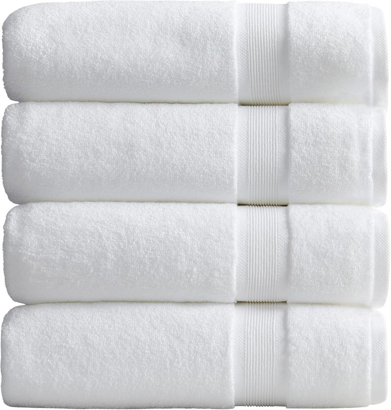 SPRING TREE Luxury Bamboo Rayon Bath Towel Set of 4 | 35% Bamboo Rayon - 65% Zero Twist Cotton | Absorbent Quick-Dry Towels for Bathroom | Oeko-TEX Standard 100 Cotton | White - 4 Pack - Image 1